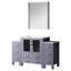 Meuble-lavabo simple 54 po W dans un abat-jour gris foncé, avec des compartiments latéraux, un comptoir en céramique blanche, un miroir sur pied de 28 po, un dispositif de fermeture en douceur, un matériau principal en bois, un rembourrage en contreplaqué et une surface de teinture