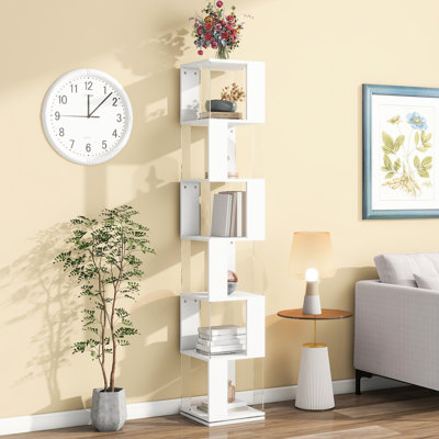 Étagère rotative simple en placage de bois - Rehausse le décor de la pièce, une bibliothèque polyvalente à grande capacité pour organiser votre style moderne