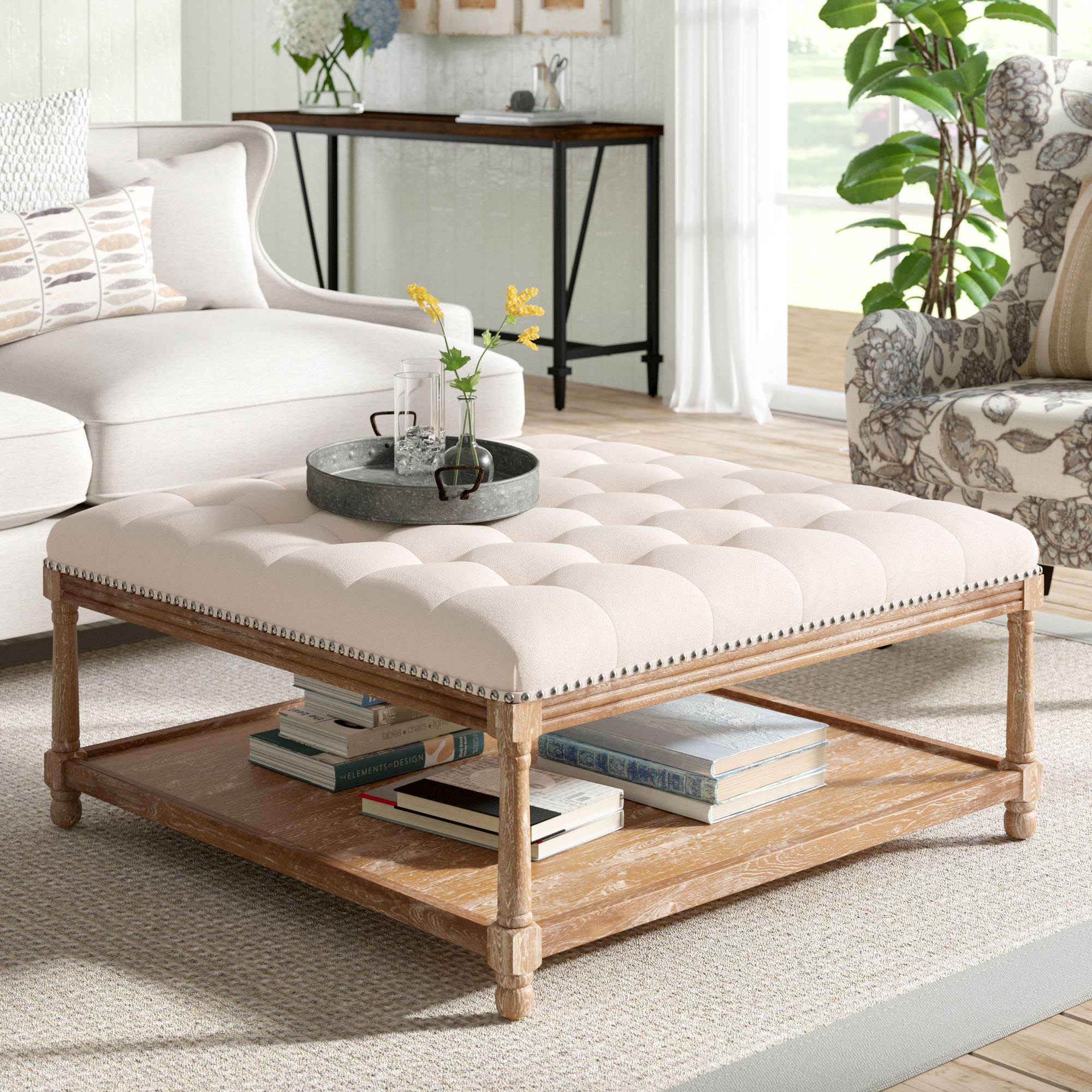 Laurel Foundry Modern Farmhouse® Hysley French Tufted Cocktail Ottoman & Reviews | Wayfair