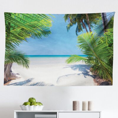 Ambesonne Ocean Tapestry, Palm Leaves And Tropical Beach Coastline Seashore Vacation Theme Photo, Fabric Wall Hanging Decor For Bedroom Living Room Do -  East Urban Home, D04D6476180A408288D78E3EE4E703F4