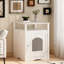 Intérieur de la maison pour chat - Meuble de litière, construction blanche, armoire fermée, crochet latéral et tablette fonctionnelle, table moderne pour meubles de chambre à coucher avec crochet, conception cachée confortable