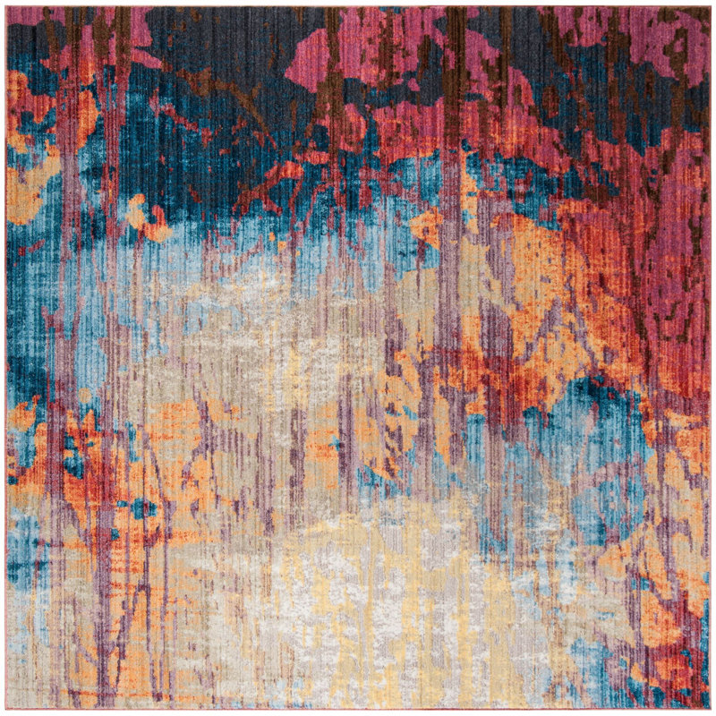 Burch Bristol Performance Abstract Rug, Square 7'
