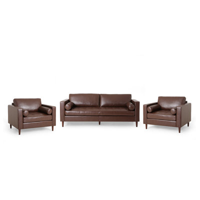 Bradli 3 Piece Faux Leather Living Room Set by Wade Logan