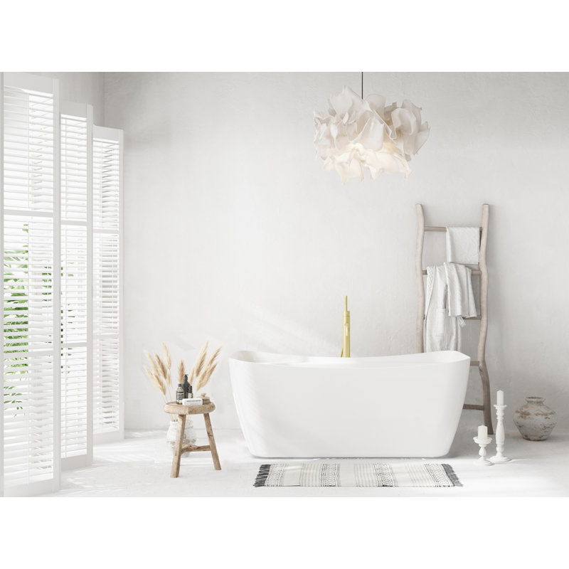 Dezra 59'' x 30.7'' Soaking Bathtub, Brushed Gold