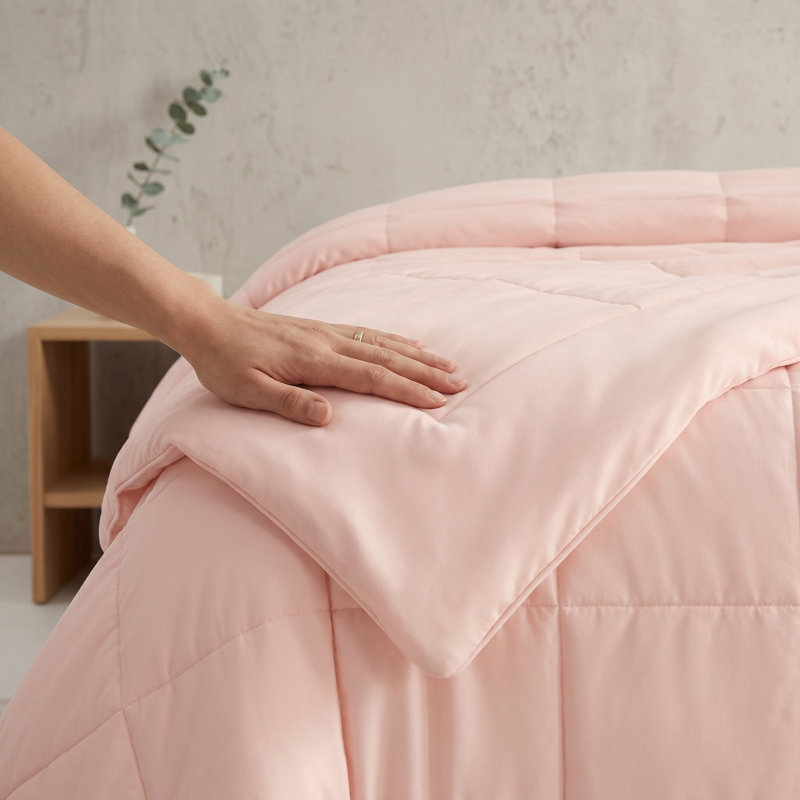 Wonderful Cooling 3-Piece Jersey Quilt Set, Pink, King Quilt + 2 King Shams