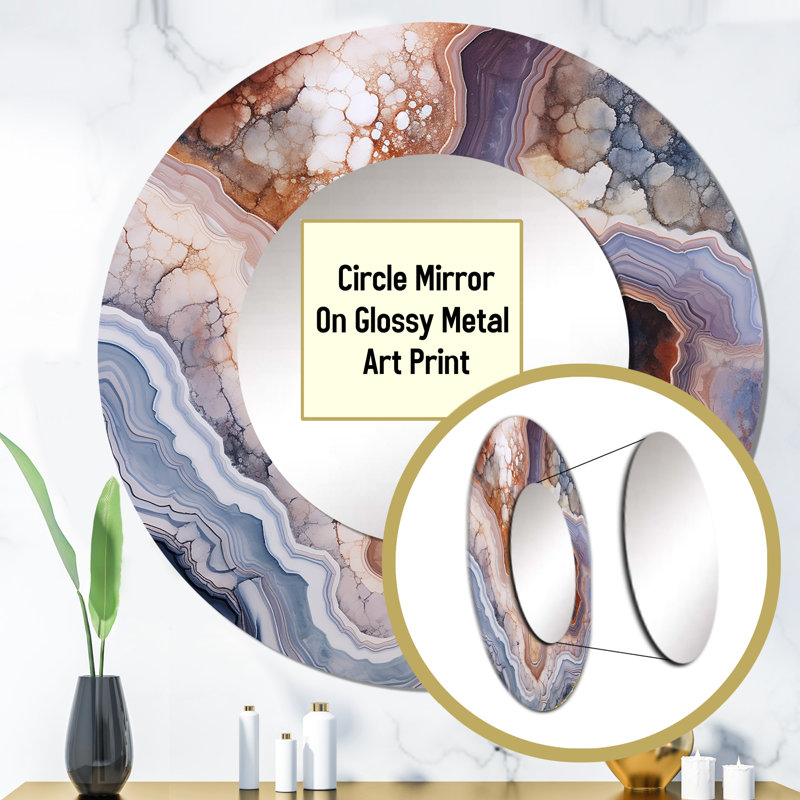 Stone Geode Scenery Minimalisme II - miroir mural unique en pierre Geode, 29 po x 29 po