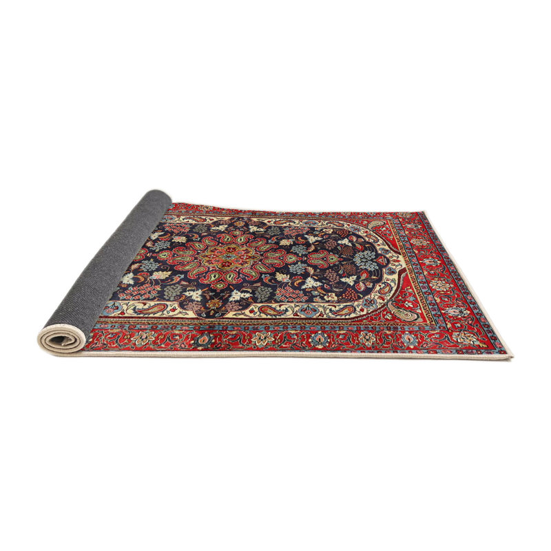 Tapis oriental rouge / noir / bleu, Rond 7 pi