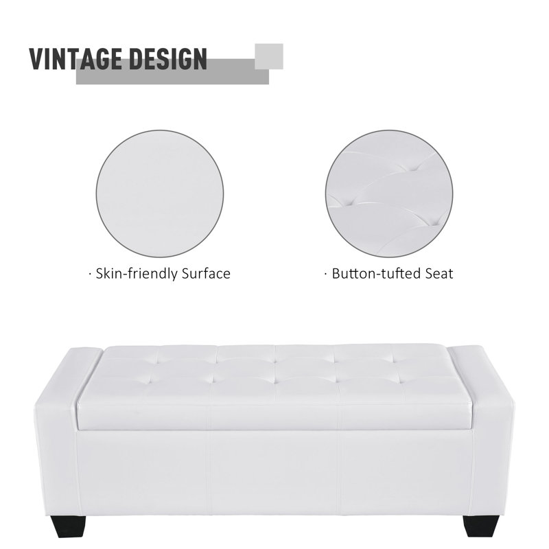 Faux Leather Rectangular Tufted Storage