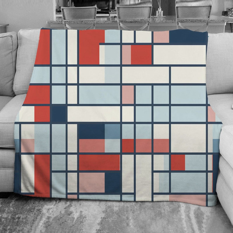 Opanak Mondrian Geometric Fleece Blanket, Twin