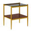 Ensemble de 2 tables de bout rectangulaires, plateau en verre trempé avec panneau de fibres à densité moyenne, table de salon moderne, verre gris, table-167623965-167623938