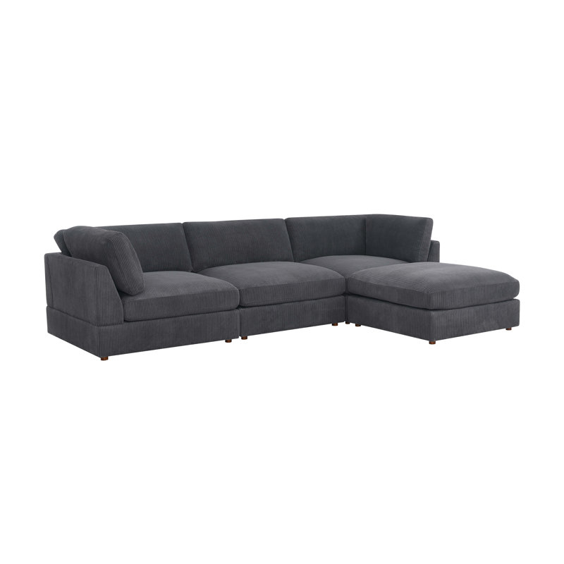 Accreton Modular Corduroy Sectional, Dark Gray