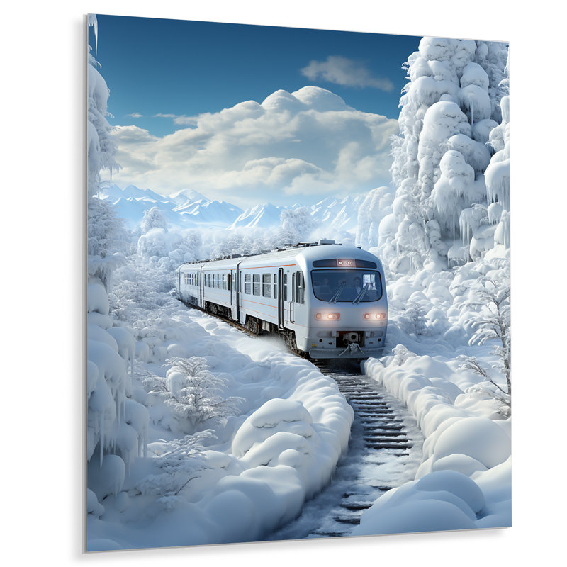 «Christmas Snow Train Journey II - Train», art mural en métal, H 20 po x l 12 po x P 1 po