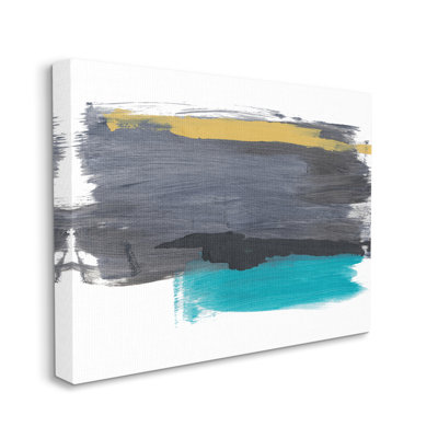 Abstrait coups de pinceau jaune et gris par Bronwyn Baker - Peinture