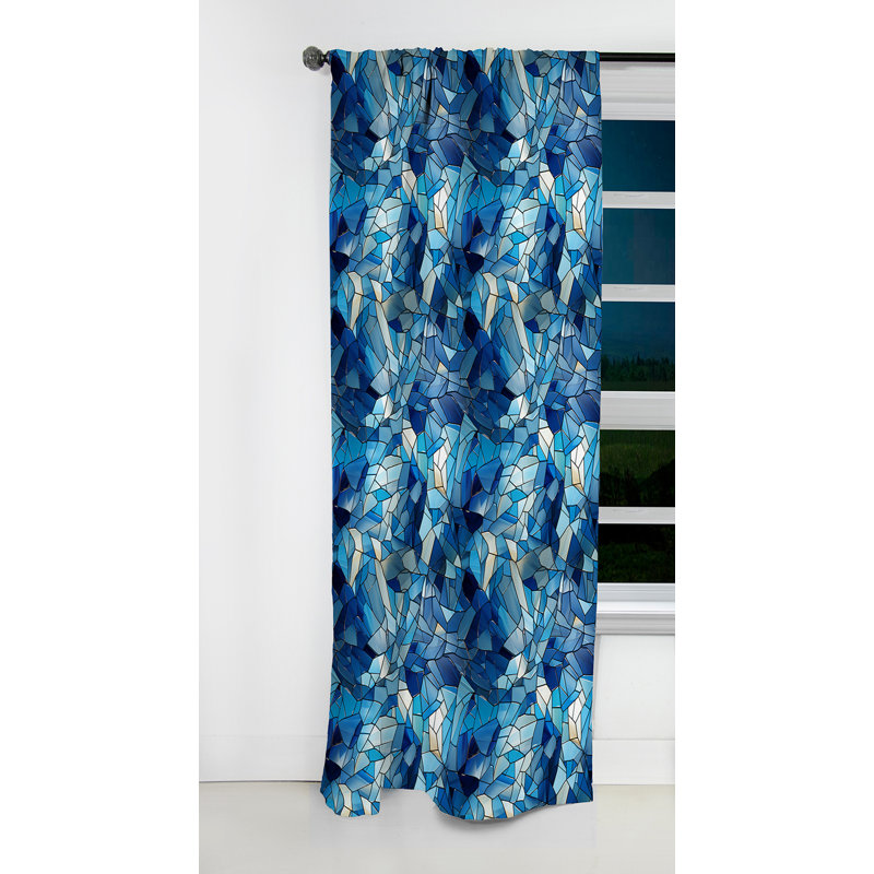 Deep Cobalt Blue Symmetry Glass I - Abstract Curtain - Blackout Geometric Curtain - 1 Panels, 52" W x 84" L