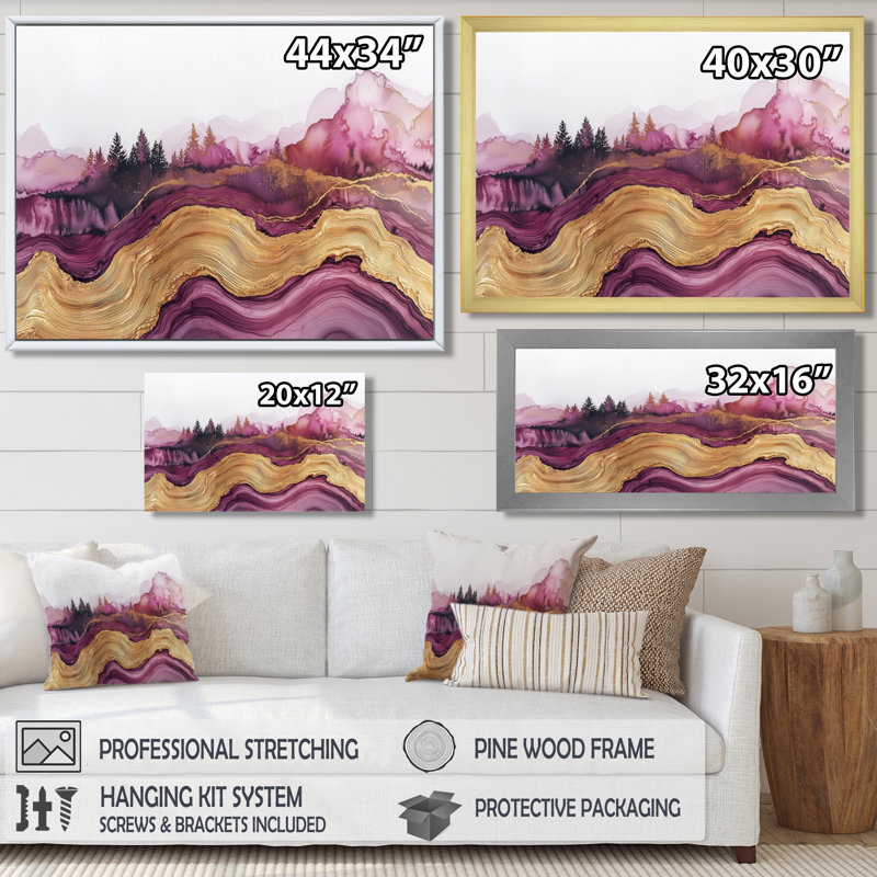 Mylah - Vineyard, art mural sur toile, H 12 po x l 20 po, Reproduction avec cadre flottant, Argent argent