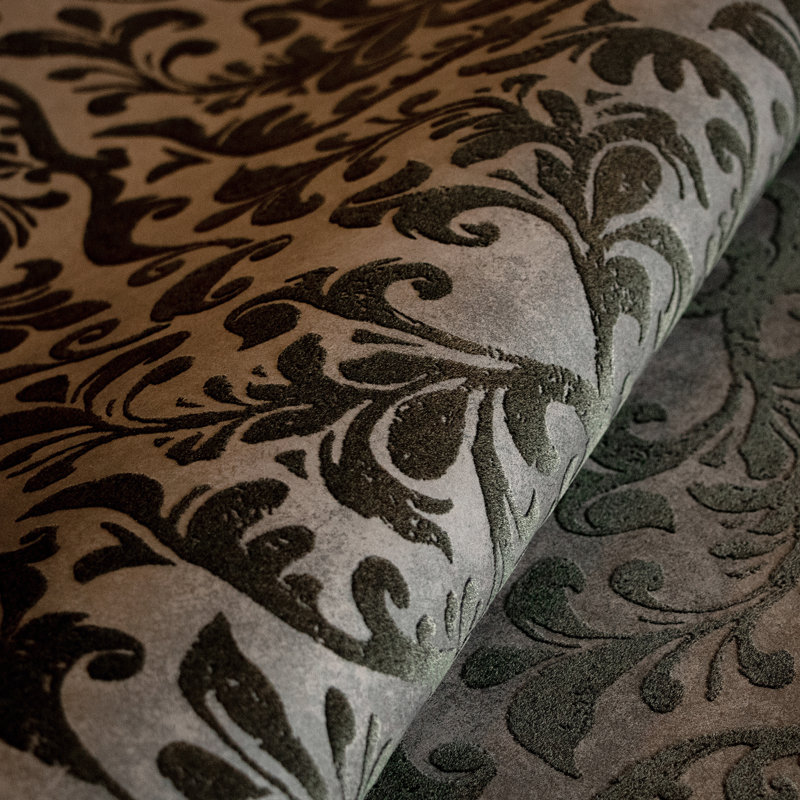 Urban Classics Collection Mayfair Flocked Damask Wallpaper Roll, Brown