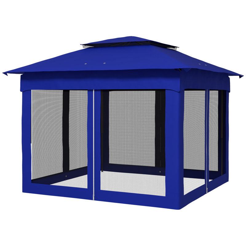 Outsunny 11' X 11' Pop Up Canopy, Outdoor Patio Gazebo Shelter With Removable Zipper Netting, Instant Event Tent W/ 114 Square Feet Of Shade And Carry Bag For Backyard, Garden