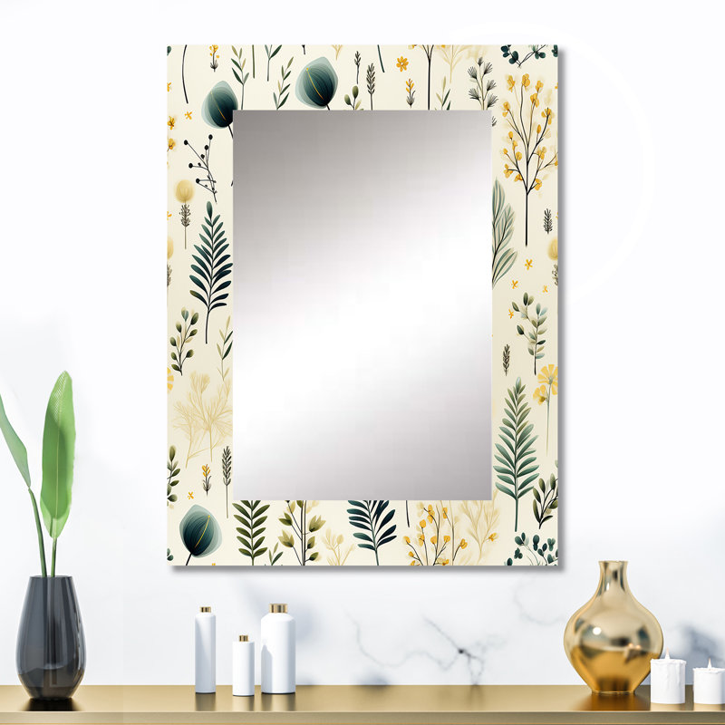 Allye Botanical Harmony - miroir mural unique de plantes, botanique, nature, floral, impression sur métal, 32 po x 24 po