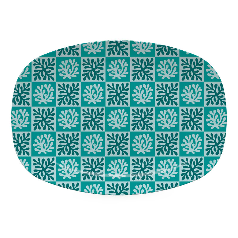 Plateau corail à carreaux