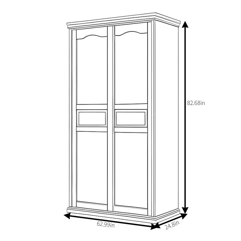 Garde-robe classique et tendance, Burlywood, H 83 po x l 63 po x P 25 po