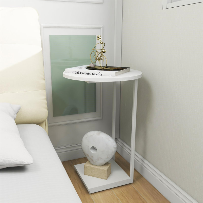 Ensemble de 2 tables de bout modernes en forme de C - Tables d'appoint polyvalentes pour petits espaces, Blanc