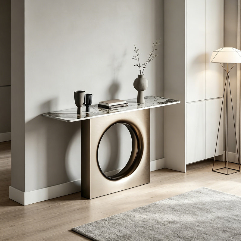 Console légère en métal de style luxueux., 33.4" H x 47.2" W x 13.7" D