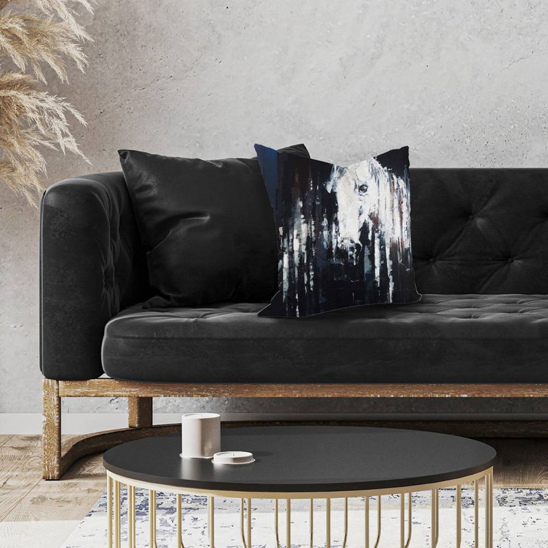 Abstract horse on black background - 18"x18" Throw pillow cover - Poly twill - Print on demand