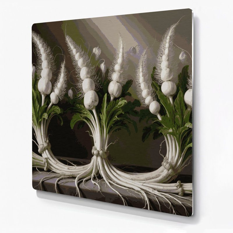 Art mural en métal légumes salsifis brun, H 16 po x l 16 po