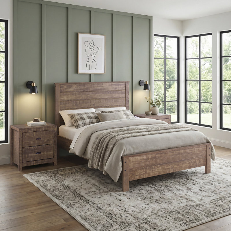 Solid Wood Bed, Double (4'6)