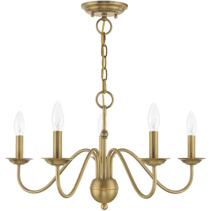 Antique Brass 5-Light Candle Style Chandelier