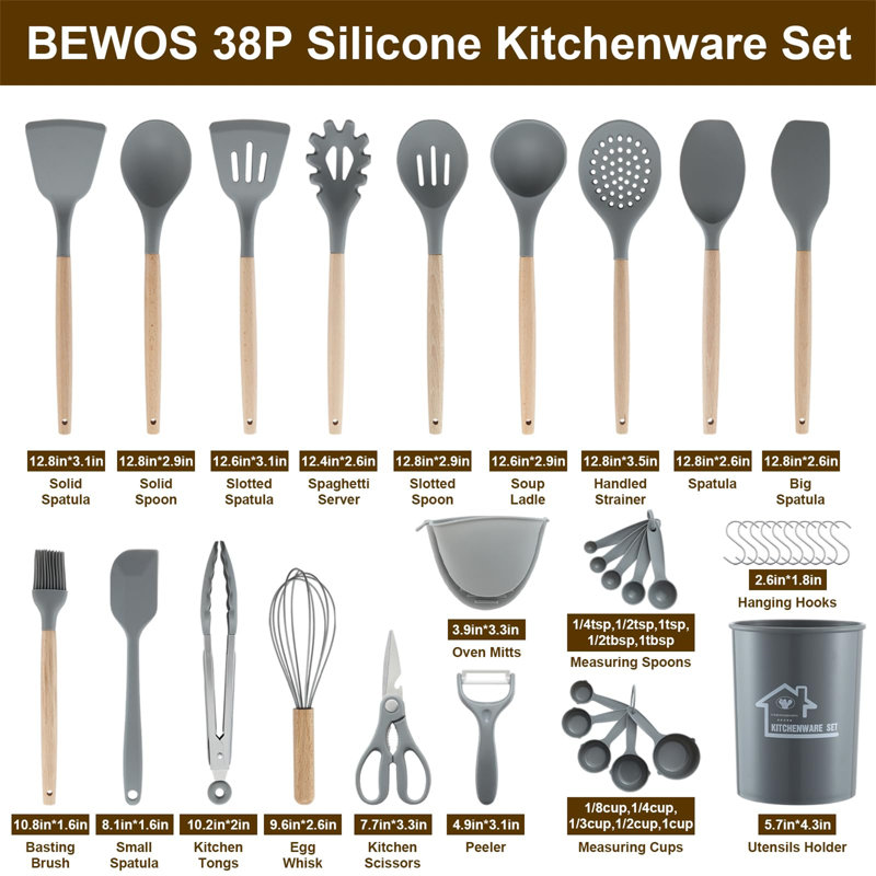 YHSNFJING 38 Utensil Set, Grey
