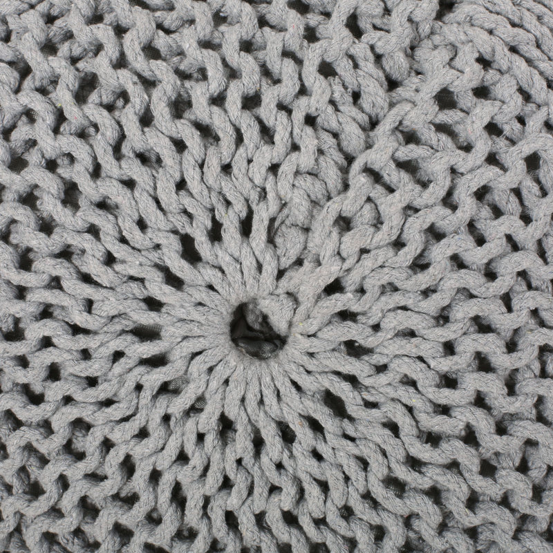 Pouf rond de 20 po de largeur, Gris 100% coton