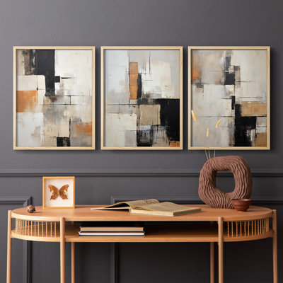 Abstract  Series  CXVI  -Set Of 3 Framed Giclee Prints -Ready to Hang