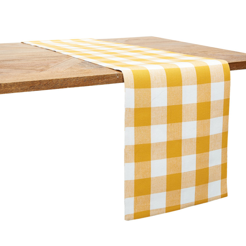 Sardinia Gingham Check Table Runner, Yellow
