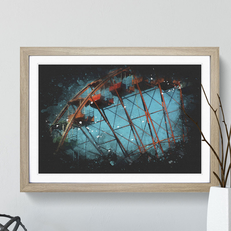 Ferris Wheel Vol.2 - Picture Frame Graphic Art, Oak Framed, 65cm H x 90cm W x 2cm D