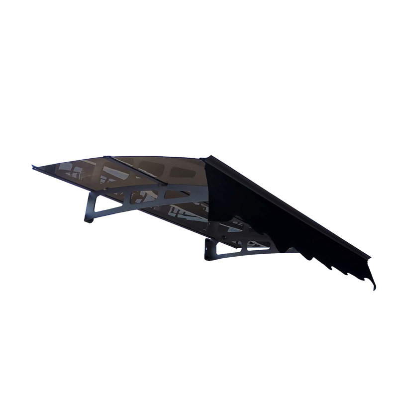 Door Window Awning Made Of 0.137 Inch Thick Crystal Solid Polycarbonate Sheet And Aluminum Alloy With Valance In Size 59" Wide X 34" Deep For Masonry Concrete Wall House