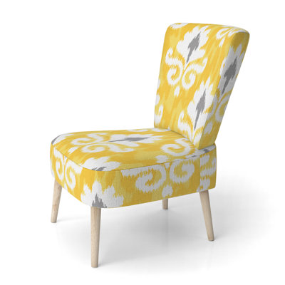 Yellow Flower Ikat Pattern - Upholstered Patterned Accent Side Chair
