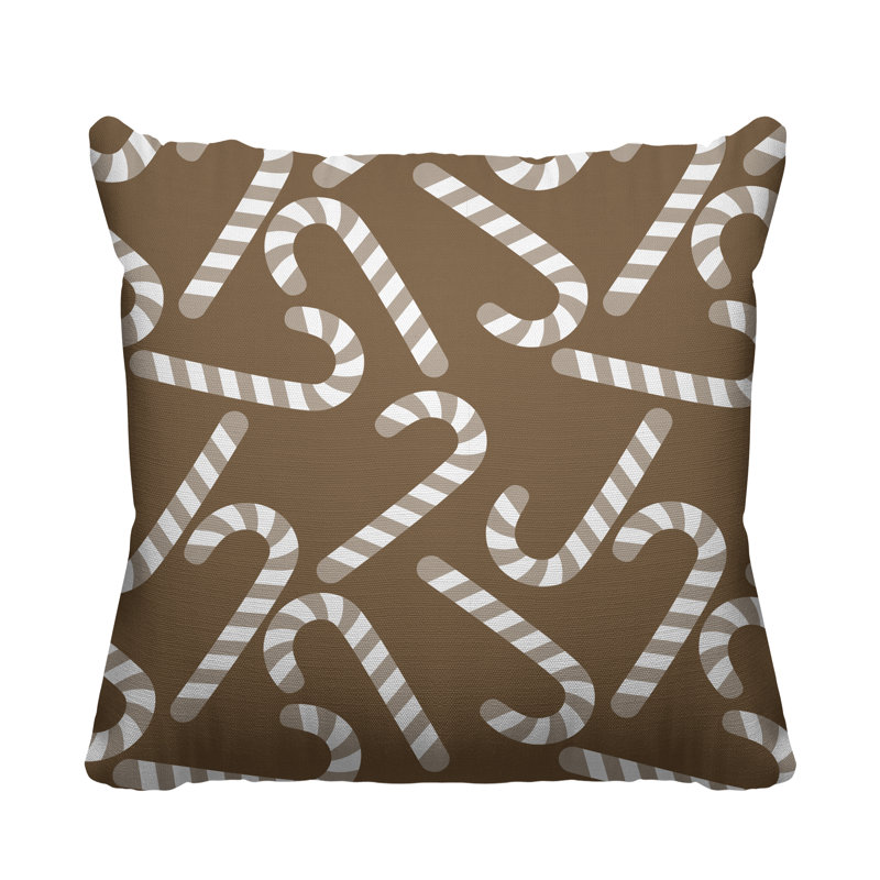 Coussin décoratif intérieur / extérieur Christmas Candy Cane, L 19 po x H 19 po, Beige