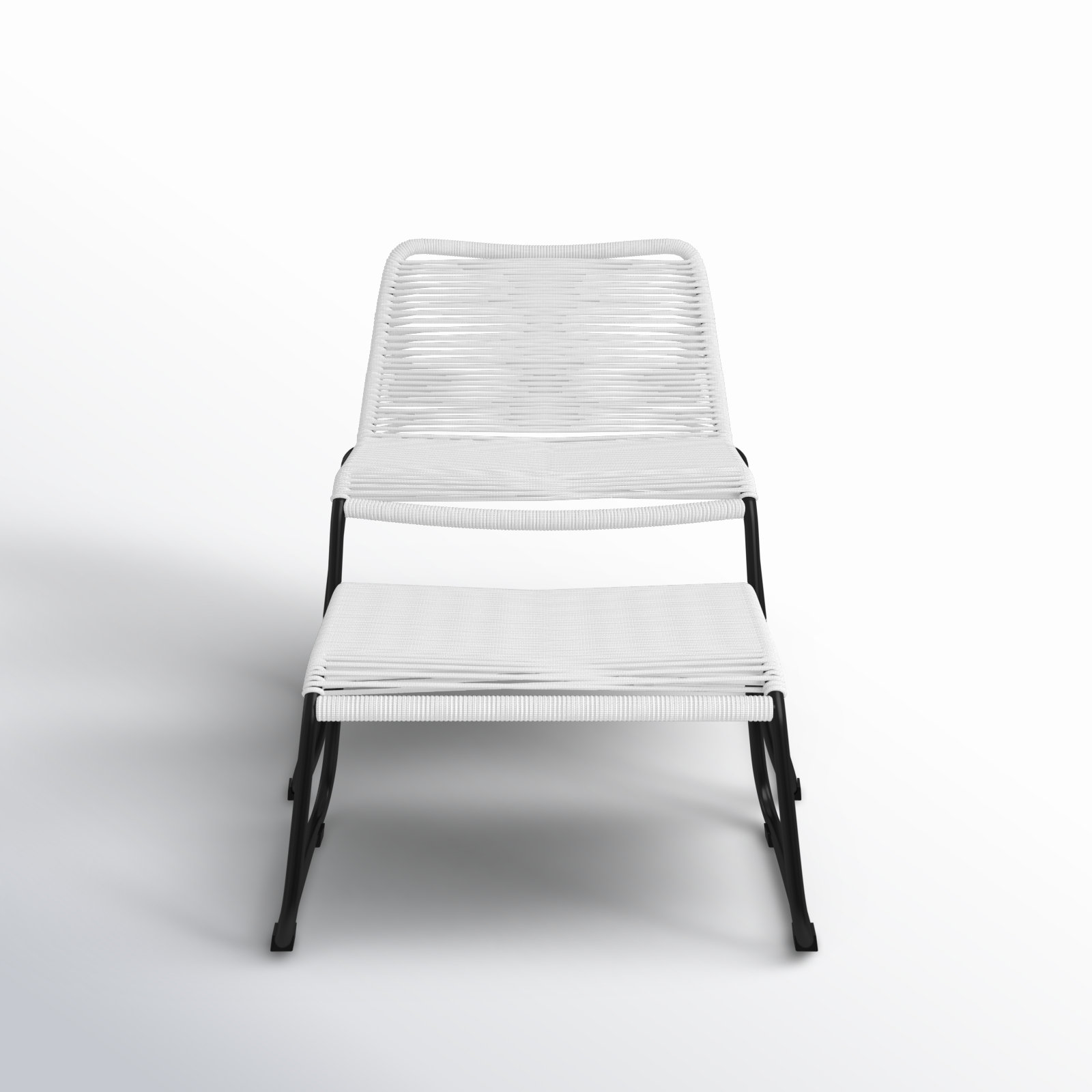 Huron Patio Chair with Ottoman, White Cord