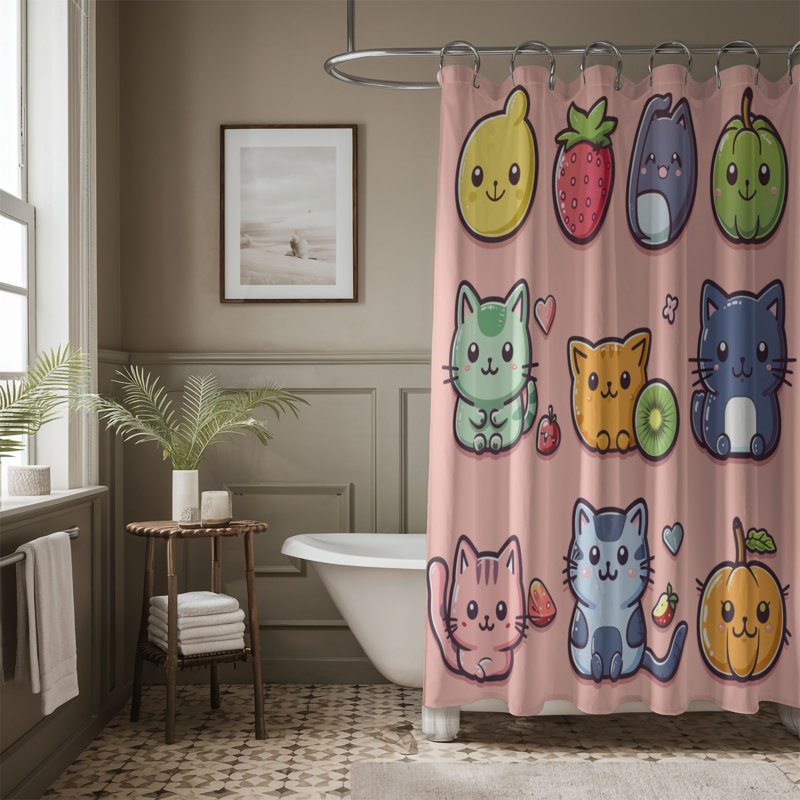 Rideau de douche Playful Kitten - Premium, H 74 po x l 71 po