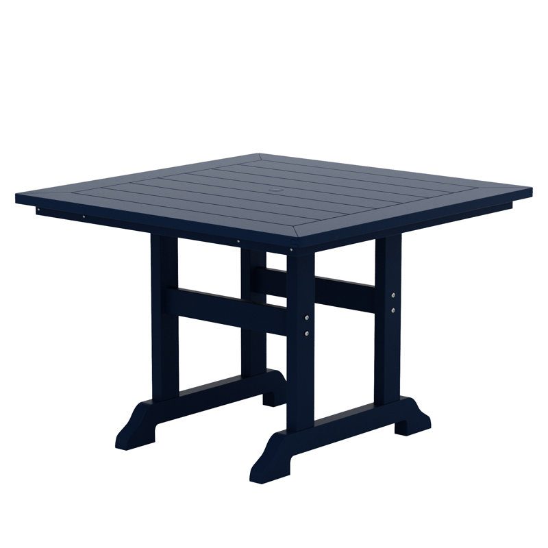 Laguna Square Outdoor Dining Table With Umbrella Hole , 43'' in. W 43'' in. D, Navy