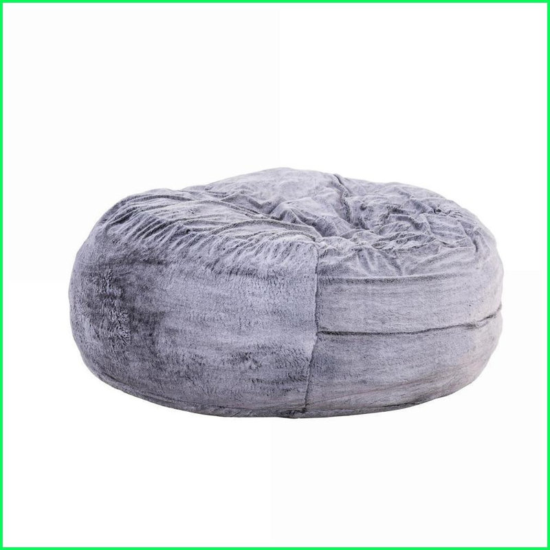 5ft Faux Fur Memory Foam Bean Bag Chair, Living Room Lounger for Adults &amp; Kids | Purple | Round