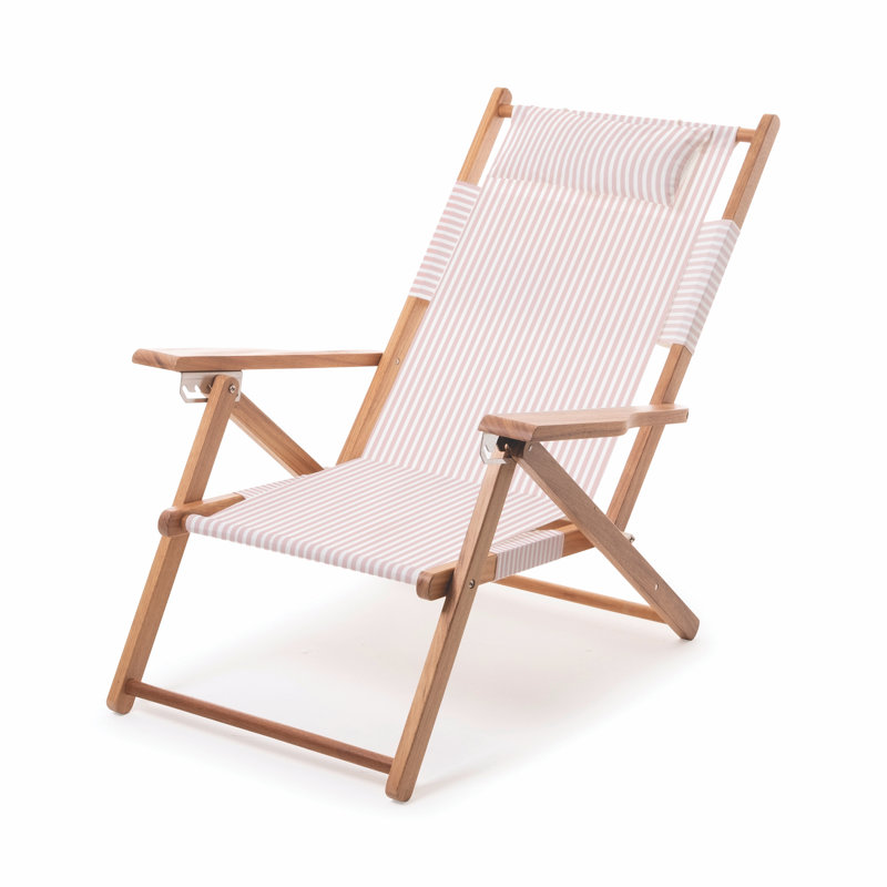 Chaise de plage inclinable avec coussin , Lauren's Pink Stripe