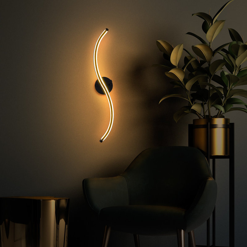 Lampe murale moderne noire avec corps en métal Cobers, 3,9 x 26,4 x 2,0 pouces | DEL intégrée 16 W, 3 000 K | Éclairage élégant et fonctionnel pour la décoration intérieure | Parfait pour le salon, la chambre à coucher et les couloirs