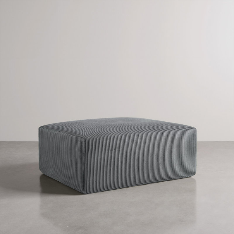 40.12cm Wide Rectangle Solid Colour Ottoman, Grey