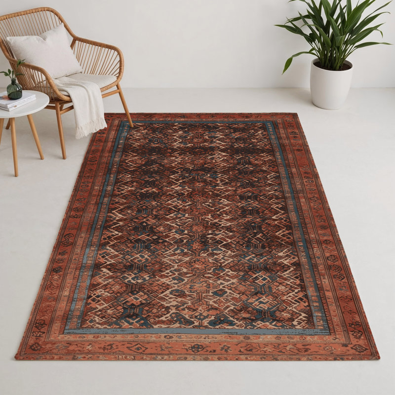 Tapis d'intérieur et d'extérieur brun Persian, Rectangle 5 pi x 7 pi
