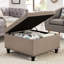 Storage With Black Linen Cover And Solid Wood Construction Legged Square Upholstery