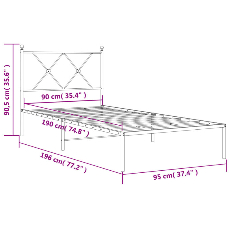 Corrstown Metal Bed, Single (3'), White