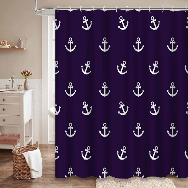 Rideau de douche imperméable abstrait nautique avec 12 crochets, L 72 po x l 84 po