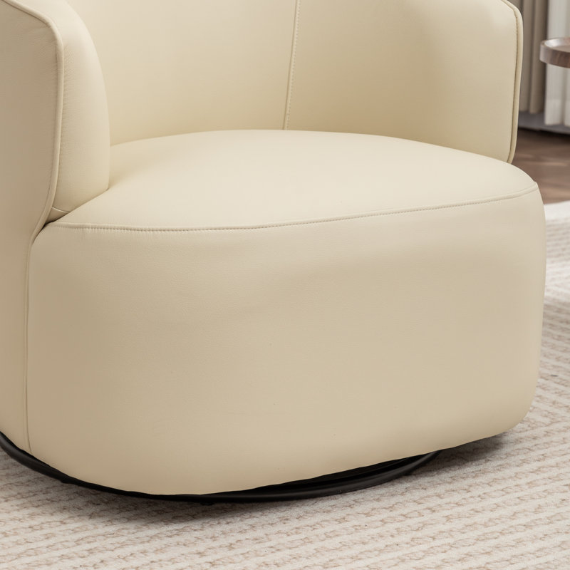 Fauteuil demi-tonneau pivotant de 32 po Tybias, Crème, crème